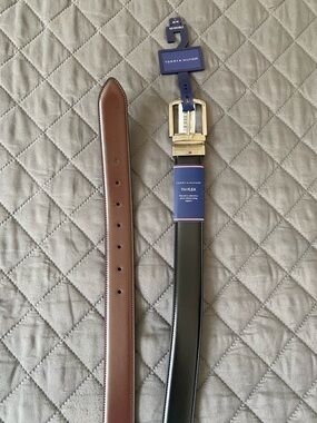 Tommy Hilfiger Flex Reversible Leather Belt Black, Brown, Nickel Finish, L 38-40